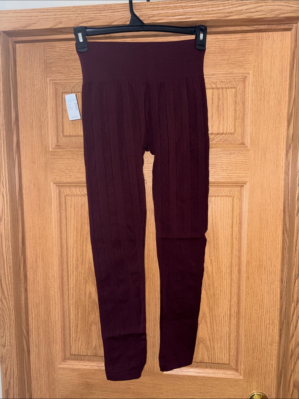 Maurices Cable-Knit Leggings in Deep Burgundy
